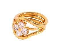 RGYBAO 3pcs/Set Minimalist Set 18K Gold Color Plated Adjustable Size Stacked Rings for Women Fashion Party Jewelry