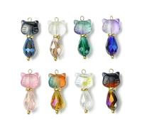 RGYBAO 5Pcs / 8Pcs Glass Cats Pendants for Unique Jewelry Creation Keychain Making Accessories Mixed Color Animal Shaped Charm Mixed Color Charm