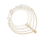 RGYBAO 5PCS Elegant Heart Shaped Necklace Set Adjustable Layering Chains Neckchain Jewelry For Women Daily Wear And Parties