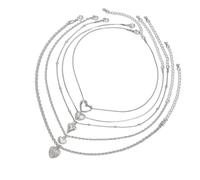 RGYBAO 5PCS Elegant Heart Shaped Necklace Set Adjustable Layering Chains Neckchain Jewelry For Women Daily Wear And Parties
