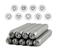 RGYBAO 9 Pieces Heart Shaped Sturdy Steel Stamp Set Accessory for Jewelry Making and Crafting with 3MM Steel Punches