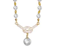 RGYBAO Elegant Multicolor Simulated Pearls Necklace Adjustable Chain Jewelry for Women Wedding Party Accessory