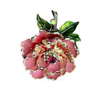 RGYBAO Elegant Peony Flower Brooch Pin for Women with Enameled and Pearls Embellishments Jewelry Accessory for Banquet or Party