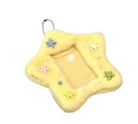RGYBAO Furry Star Shaped Photo Card Case Multipurpose Organiser Keychain Accessory for School Home Travel or Daily Star Organiser
