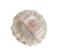 RGYBAO Handmade Lolitas Top Hat Hair Clip Stylish Headdress with Pearls Lace Bowknot Sweet and Elegant Women Barrette