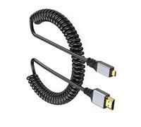RGYBAO HDTV 4K Coiled Cable 90 Degree Right Angled HDTV Male to HDTV Male Adapter Spring Spirals Cord 4k 60HZ 2160P/1080P/720P