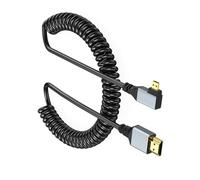 RGYBAO HDTV 4K Coiled Cable 90 Degree Right Angled HDTV Male to HDTV Male Adapter Spring Spirals Cord 4k 60HZ 2160P/1080P/720P