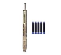 RGYBAO Retractable Fountain Pen with 5 Inks Cartridges 0.38mm Metal Fountain Pen Retractable Inks Pen for Writing Journaling