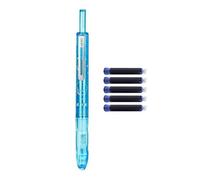 RGYBAO Retractable Fountain Pen with 5 Inks Cartridges 0.38mm Metal Fountain Pen Retractable Inks Pen for Writing Journaling
