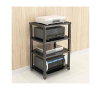 RGZFYH HIFI Stand 1/2/3/4 Tier AV Media Stand Modern Audio Rack Tower Wooden Stereo Cabinet Corner Shelf CD Player Component Cabinet for Theater Living room(Nero,60x40x86cm)