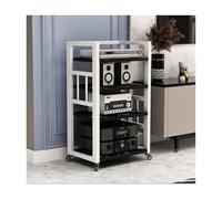 RGZFYH HIFI Stand 4 Tier AV Media Stand with Wheels Modern Audio/Video Rack CD Record Player Rack Entertainment Component Organizer for Home Theater Living room(Nero)