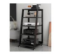 RGZFYH HIFI Stand AV Media Stand with Wheels Trapezoidal Game Console Shelf Rolling Home Stereo System Entertainment Components Cabinet for Record Player Living room(Nero,5 tier)