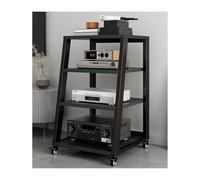 RGZFYH HIFI Stand AV Media Stand with Wheels Trapezoidal Game Console Shelf Rolling Home Stereo System Entertainment Components Cabinet for Record Player Living room(Nero,4 tier)