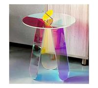 RGZFYH Mesa auxiliar Acrylic Round End Table Clear Iridescent Side Table Rainbow Coffee Table Modern Accent Night Stand Easy Assemble for Small Space Living Room Bedroom Balcony sofa