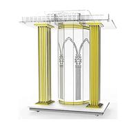 RGZFYH Podio Acrylic Podium w/Casters and Wide Reading Surface Luxurious Transparent Podium Stand Church Pulpit Large Speech Podium Chanting Podium for School Conference Activities Atril