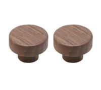 RGZFYH Pulls 2 Pack Natural Wooden Drawer Pulls Classic Antique Cabinet Knob Handles for Furniture, Kitchen, Dresser, Wardrobe, Door, Office Tiradores(Walnut Color,D35mm)