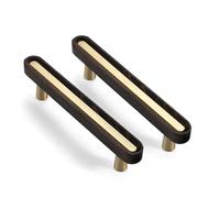 RGZFYH Pulls 6PCS Wooden Kitchen Cabinet Handles Modern Brass Furniture Hardware Drawer Pulls for Bathroom Bedroom Living Cabinets Tiradores(128 mm)