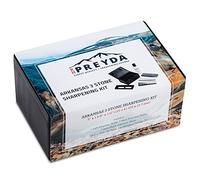 RH Preyda Arkansas 3-Stone Sharpening Kit, Sharpening Stones and Premium Honing Oil for a Wide Variety of Blades, 5 x 1-5/8 x 1/2-Inch Whetstones with Non-Slip Base and PVC Storage Box, by