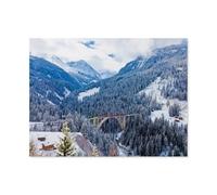 Rhaetian Railway on the Langwies Viaduct，Puzzle 1000 Piece Jigsaw Puzzles for Adults, Classic Puzzle Difficult Puzzle for Kids Teenagers Educational Game Toys Gift for Home Travel（50x70cm）-AU68