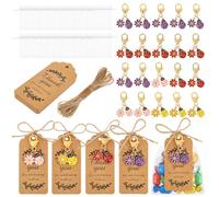 RHAIQBVC 24 Sets Cute Ladybug Keychain Party Favor Set with Thank You Tags Organza Bags Hemp Rope for Wedding Birthday Party Themed Gathering Thank You Gifts