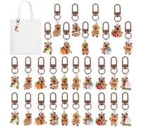 RHAIQBVC 30Pcs Mini Resin Animals Mini Resin Capybara Keychain Charm Set Cute 3D Capybara Keychain Pendant Party Favors for Purse Backpack Handbag Decor