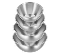 RHAIQBVC 4 Pcs Stainless Steel Mixing Bowl Set One Piece Construction Brushed Finish Ideal as Mixing Bowl for Baking Dough Kneading Salad and Food Prep (24.7cm/ 22.7cm /19.5cm /16.8cm)