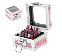RHAIQBVC Aluminium Alloy Nail Drill Bit Holder Storage Box, Professional 25/50 Holes Nail Drill Grinding Bit Stand Display Case Container for Nails Art(Pink 25 holes)