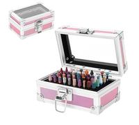 RHAIQBVC Aluminium Alloy Nail Drill Bit Holder Storage Box, Professional 25/50 Holes Nail Drill Grinding Bit Stand Display Case Container for Nails Art(Pink 50 holes)