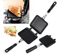 RHAIQBVC Camping Toastie Maker Double Side Toasted Sandwich Maker Non-Stick Stovetop Bread Frying Pan with Heat-Resistant Handles Multifunction Stovetop Toastie Maker for Home Outdoor Camping