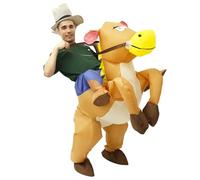 RHAIQBVC Inflatable Horse Costume Inflatable Cowboy Riding Horse Costume with Detachable Fan Funny Adult Ride on Horses Outfit for Halloween Men Women Fancy Dress Up Cosplay Party