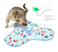 RHAIQBVC Interactive Cat Toys for Indoor Cats, Hide and Seek Interactive Cat Toys, Moving Concealed Wand Feather Automatic Rechargeable Indoor Kitten Exercise Kicker Mouse Squeak(Sky Blue)