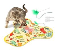 RHAIQBVC Interactive Cat Toys for Indoor Cats, Hide and Seek Interactive Cat Toys, Moving Concealed Wand Feather Automatic Rechargeable Indoor Kitten Exercise Kicker Mouse Squeak(Yellow)