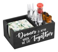 RHAIQBVC Kitchen Utensil Holder, Wooden Utensil Caddy Organizer with 5-in-1 Compartments, Farmhouse Utensils Organiser Cutlery Caddy for Kitchen Counter, 26 x 16 x 11cm