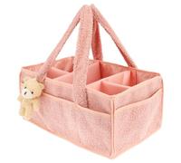 RHAIQBVC Nappy Caddy, Portable Nappy Caddy Organiser with Removable Dividers, Diaper Caddy,Nappies Caddys Essentials for Newborn, Great Baby Shower Gifts for Mum, Boys Girls,38x25.4x17.8cm (Pink)