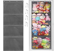 RHAIQBVC Over Door Storage Stuffed Animal Storage Door Hanging Plush Toy Storage Organiser with 4 Large Pockets Hanging Mesh Bags for Closet Baby Plush Toys Bedroom Nursery Bathroom Kids Toy Holder