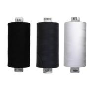 Rhapsew 3 x 1000yd Spools Pack - Coats Moon Sewing Thread Black, White & Blues (Various Shades) - Strong Polyester Thread for Sewing Machines & Hand Stitching (Black,White,M0112)