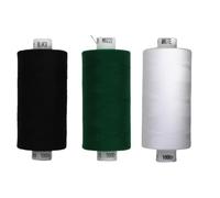 Rhapsew 3 x 1000yd Spools Pack - Coats Moon Sewing Thread Black, White & Greens (Various Shades) - Strong Polyester Thread for Sewing Machines & Hand Stitching (Black,White,M0222)