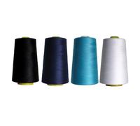 Rhapsew Overlocking Thread Cones - 4 x 5000m | Assorted Sets | Polyester Overlocker Thread for Serger & Sewing Machines | Tailoring, Dressmaking & Repairs (Black,White,Blues)