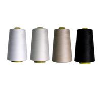 Rhapsew Overlocking Thread Cones - 4 x 5000m | Assorted Sets | Polyester Overlocker Thread for Serger & Sewing Machines | Tailoring, Dressmaking & Repairs (White,Natural,Cream,Black)