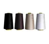 Rhapsew Overlocking Thread Cones - 4 x 5000m | Assorted Sets | Polyester Overlocker Thread for Serger & Sewing Machines | Tailoring, Dressmaking & Repairs (Black, White,Brown, Cream)