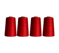 Rhapsew Overlocking Thread Cones - 4 x 5000m | Strong Polyester Thread for Overlock & Sewing Machines | Multicolour, Red, Blue, White, Black | Tailoring & Dressmaking (A10)