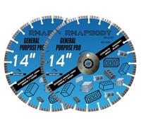 RHAPSODY 14 Inch Diamond Concrete Saw Blade 2pcs, Turbo Segmented General Purpose Blade Dry/Wet Cutting Concrete, Reinforced Concrete, Masonry, Brick, Block,1"-20mm Arbor