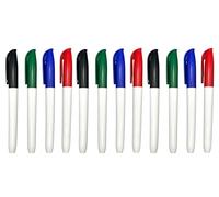 Rhapsody Dry Wipe Slim Whiteboard Marker Pens | Fine Tip | Black Red Blue Green Low-Odour Ink | Dry Erase Markers (12)