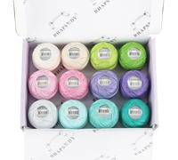 Rhapsody Pearl Cotton Thread Size 8 Crochet Thread Perle 12 Balls Egyptian Cotton Mercerized Hand Knitting, Embroidery, Sashiko, Cross-Stitch, Sewing, Needlepoint, DIY, Quilting (Spring Bud)