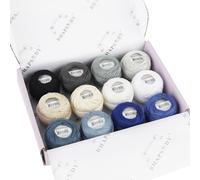 Rhapsody Pearl Cotton Thread Size 8 Crochet Thread Perle 12 Balls Set Hand Knitting, Embroidery, Sashiko, Cross-Stitch, Sewing, Needlepoint, DIY, Quilting (Set Spring Lake)