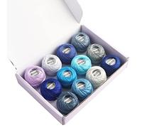 Rhapsody Pearl Cotton Thread Size 8 Crochet Thread Perle 12 Balls Set Hand Knitting, Embroidery, Sashiko, Cross-Stitch, Sewing, Needlepoint, DIY, Quilting (Set Persian Jewel)