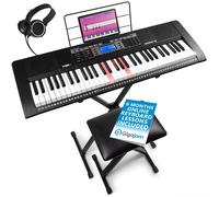 MAX Rhapsody 61 Key Music Keyboard with Light Up Keys - Electronic Keyboard for Beginner & Learner, Adjustable Stand & Stool, 6 Months Lessons Included