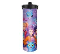 Rhavtek Demon Hunters Stainless Steel Water Bottle 590ml Stainless Steel with Handle Sports Water Bottles with Straw Leakproof Reusable Drinks Cup for Gym, Travel, Sports (Multicolor)