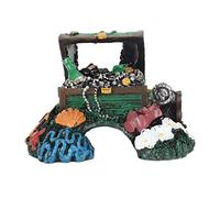 Rhawuy Aquarium Treasure Box Ornament | Lifelike Material Hideout Cave for Fish & Shrimp | Safe Decoration for Freshwater/Saltwater Aquariums | 14.5x11x11.5cm Jewelry Box Design (Green)