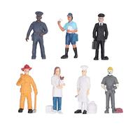 Rhawuy PVC People Figures 7 Pcs | Earth - Conscious Solid Toy Figurines for Young Ones | Community Helper Figures for Imaginative Play / Firefighter / Home